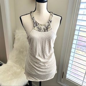 Express Sequin Snakeskin Print Halter Top